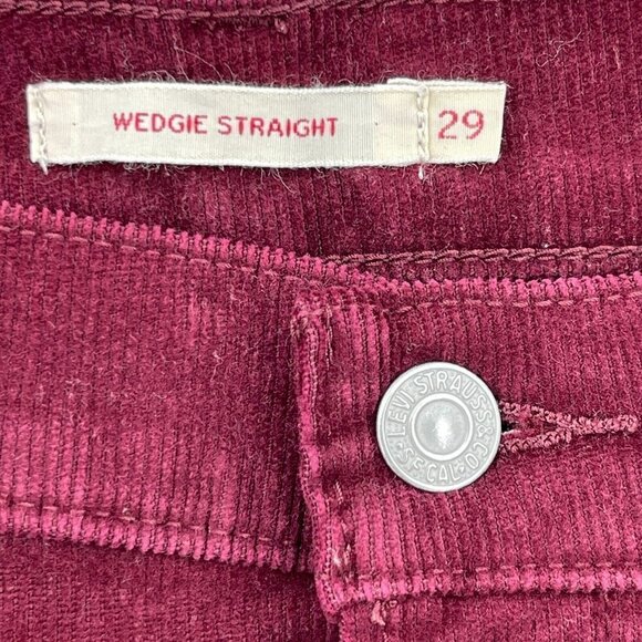 Levi's Premium Wedgie Straight Corduroy Raw Hem Crop Button Fly Jeans - Picture 9 of 16